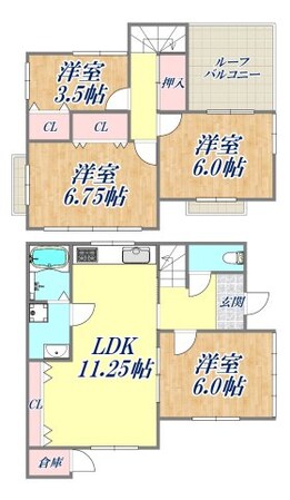 門戸荘貸家の物件間取画像